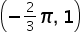 <math xmlns="http://www.w3.org/1998/Math/MathML"><mfenced><mrow><mo>-</mo><mfrac><mn>2</mn><mn>3</mn></mfrac><mi>&#x3C0;</mi><mo>,</mo><mo>&#xA0;</mo><mn>1</mn></mrow></mfenced></math>